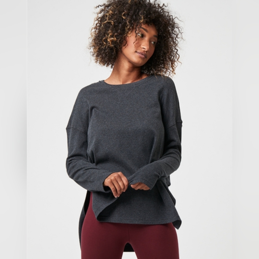 Pact Women's Charcoal Heather Side Slit Tunic, size M